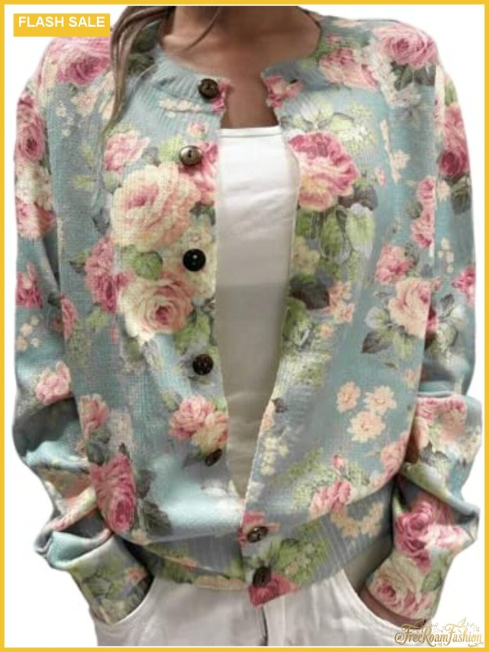 SOLY HUX Women's Floral Print Button Down Cardigan Sweater Lightweight Long